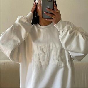 The Bar White Oversized Sweatshirt